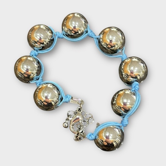 Urban Outfitters SILVER BLUE DEXTRA BALL CORDED BRACELET
METALLIC CHUNKY - Picture 3 of 4